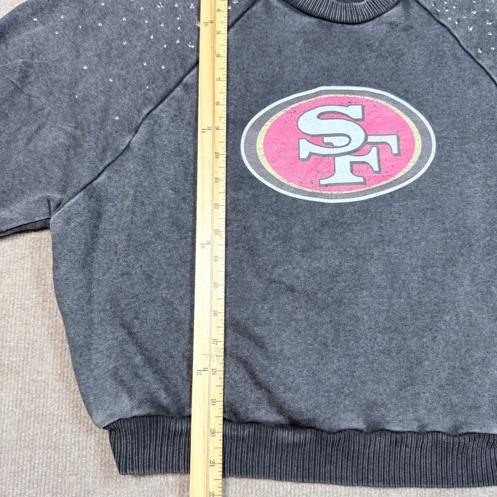 Gameday Couture San Francisco 49ers Rhinestone Sweatshirt Gray Pink Womens L